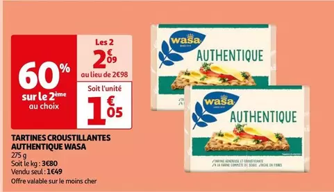 Wasa - Tartines Croustillantes Authentique offre à 1,05€ sur Auchan Hypermarché