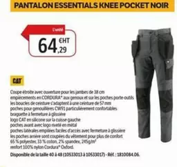 Dompro - Pantalon Essentials Knee Pocket Noir offre à 64,29€ sur DomPro