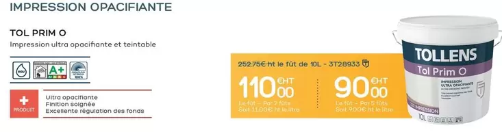 Tollens - Tol Prim O offre à 110€ sur Tollens