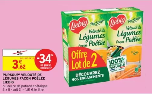 Liebig - Pursoup' Vélouté De Légumes Façon Poêlée : Un délice crémeux et savoureux à savourer, idéal pour un repas réconfortant !