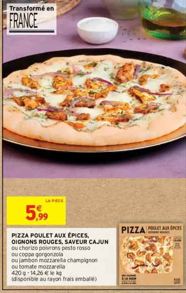 Pizza Poulet Épicée aux Oignons Rouges - Saveur Caun