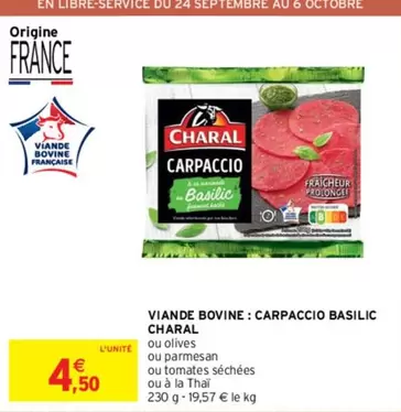 Charal - Viande Bovine: Carpaccio Basilic