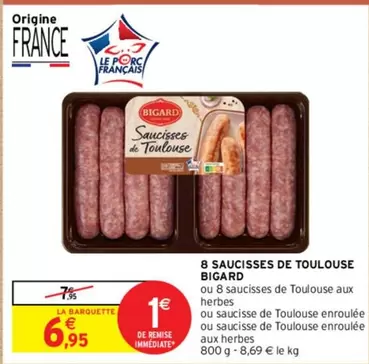 Bigard - 8 Saucisses De Toulouse