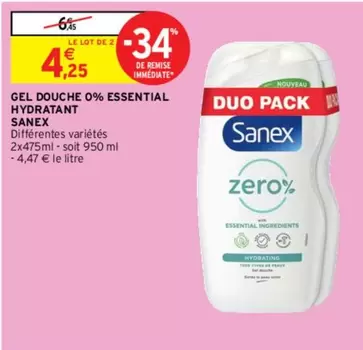 Sanex - Gel Douche 0% Essential Hydratant