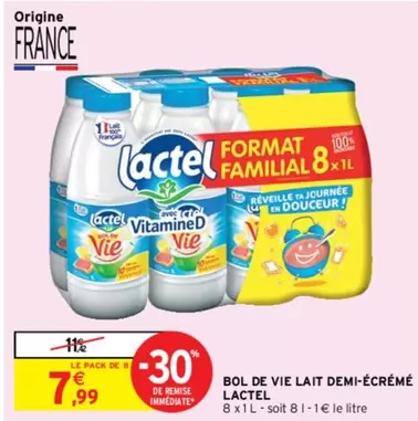 Lactel - Bol De Vie Lait Demi-écrémé