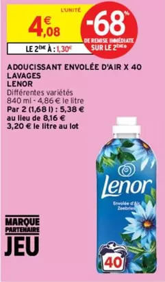 lenor - adoucissant envolée d'air x 40 lavages