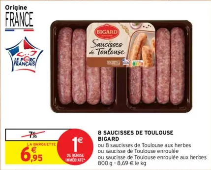 Bigard - 8 Saucisses De Toulouse