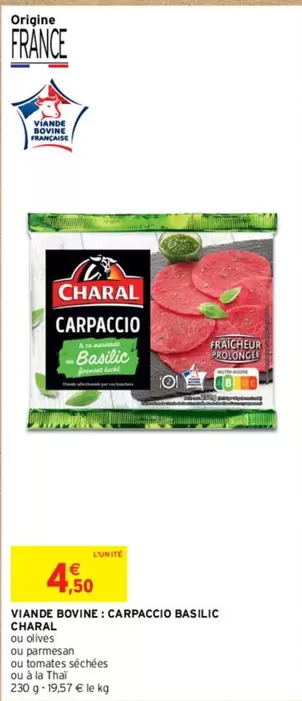 Charal - Viande Bovine: Carpaccio Basilic