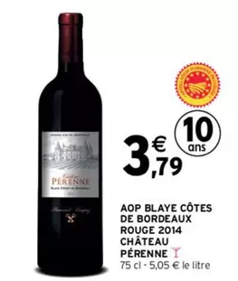 Château Pérenne AOP Blaye Côtes de Bordeaux Rouge - Vin Rouge Équilibré et Aromatique