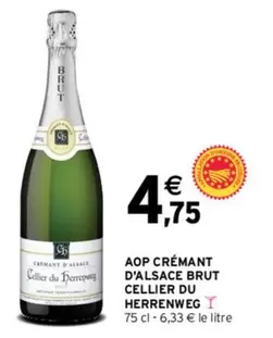 Brut - Cellier Du Herrenweg - AOP Crémant d'Alsace : qualité et finesse en promotion