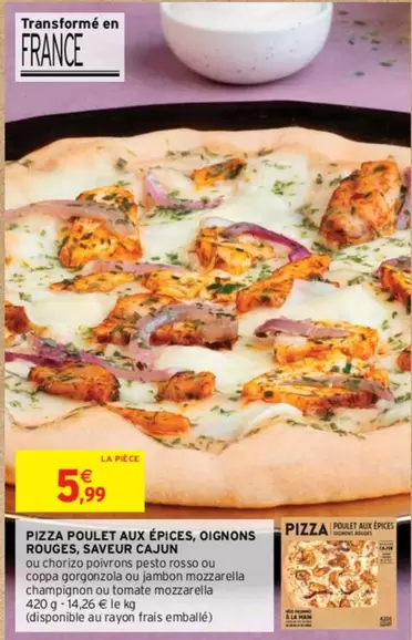 Pizza Poulet Aux Épices et Oignons Rouges - Saveur Caun