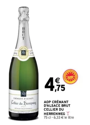 Brut Cellier Du Herrenweg - AOP Crémant d'Alsace : Un vin effervescent raffiné