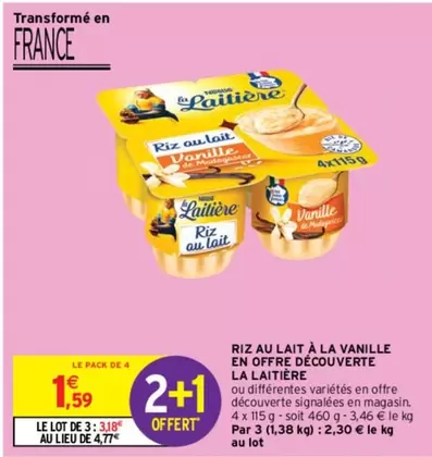 La Laitière - Riz Au Lait À La Vanille en Offre Découverte : Un délice crémeux à savourer !