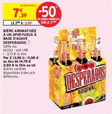 Desperados : Bière Aromatisée au Spiritueux d'Agave