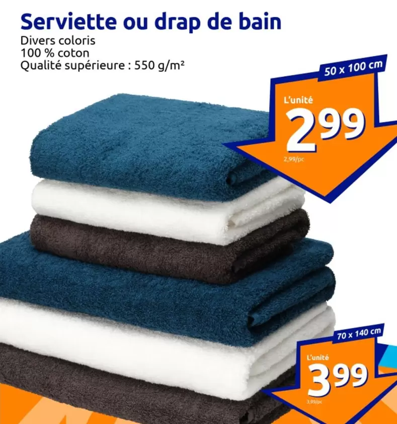 Serviette Ou Drap De Bain offre à 3,99€ sur Action