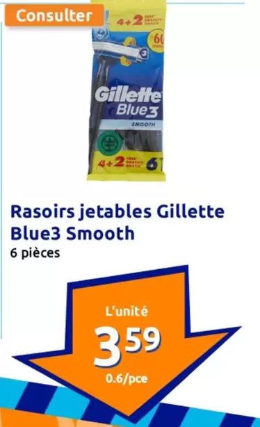 Gillette - Rasoirs Jetables Blue3 Smooth offre à 3,59€ sur Action