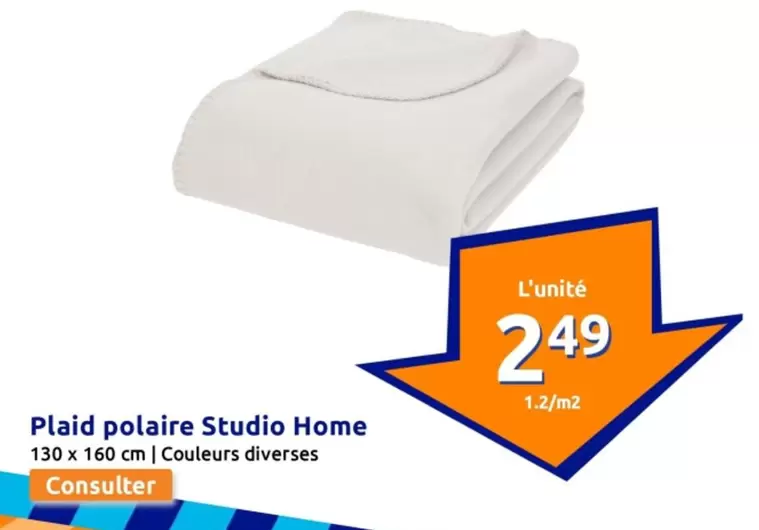 Plaid Polaire Studio Home offre à 2,49€ sur Action