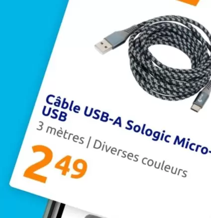 Câble Usb-a Sologic Micro offre à 2,49€ sur Action