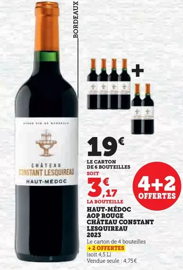 Château Constant Lesquireaux - Haut-Médoc AOP Rouge 2023 : Un vin exceptionnel à découvrir