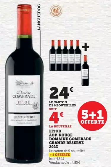 Domaine Comerade - Fitou AOP Rouge Grande Réserve 2023 : Un vin d'exception en promotion, riche en saveurs et en caractère.