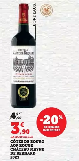 Château Mayne De Bernard - Côtes De Bourg AOP Rouge 2023 : un vin rouge élégant et raffiné, parfait pour vos repas.