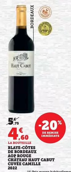 Château Haut Cabut - Blaye Côtes De Bordeaux AOP Rouge Cuvée Camille 2022 : Une cuvée d'exception à découvrir