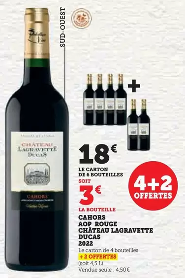 Château Lagravette Ducas - Cahors AOP Rouge 2022 offre à 4,5€ sur Super U