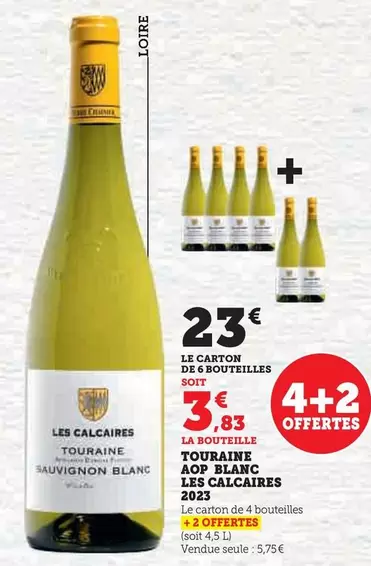 Les Calcaires Touraine AOP Blanc 2023 offre à 5,75€ sur Super U