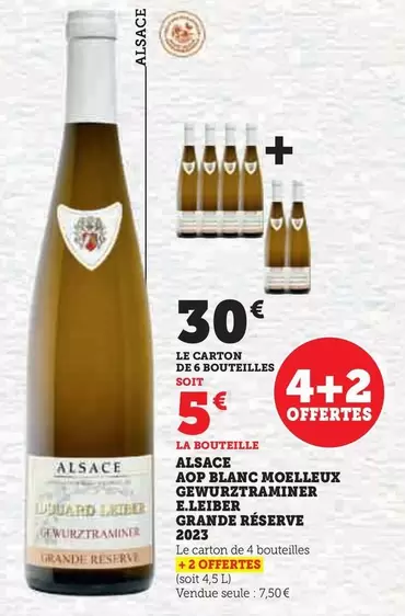 E.Leiber - AOP Blanc Moelleux Gewurztraminer Grande Réserve 2023 offre à 7,5€ sur Super U