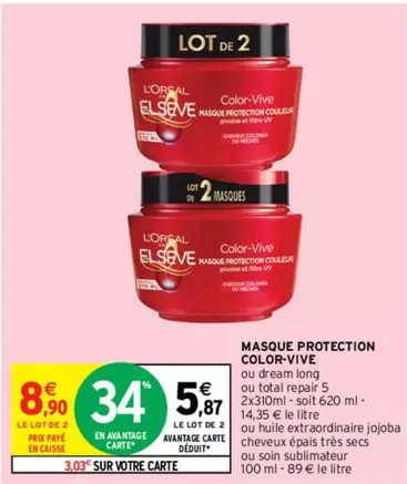 Total - Color Vive - Masque Protection offre à 8,9€ sur Intermarché