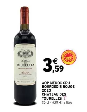 Bourgeois Château Des Tourelles AOP Médoc Cru Rouge 2020 - Un vin d'exception à découvrir