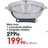 Wok Inox + Couvercle Platine + Poignée Mutine