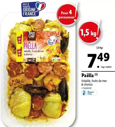 Paëlla offre à 7,49€ sur Lidl