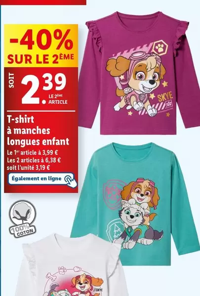 t-shirt à manches longues enfant