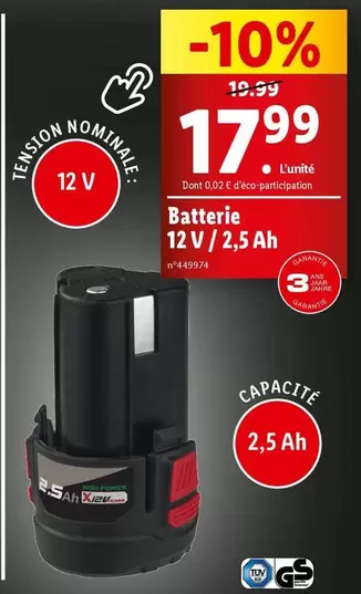 batterie 12 v / 2,5 ah