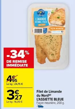 Assiette Bleue - L'assiette Bleue - Filet De Limande Du Nord offre à 3,27€ sur Carrefour Market