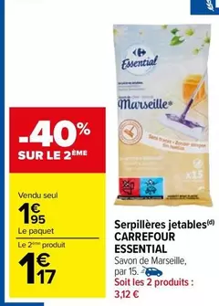 Carrefour - Serpillère Jetables Essential offre à 1,95€ sur Carrefour Market