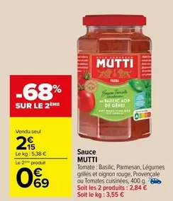 Mutti - Sauce offre à 2,15€ sur Carrefour Market