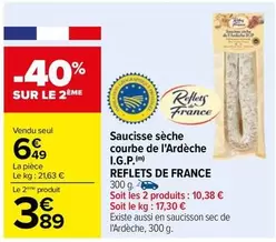 Reflets de France - Saucisse Sèche Courbe de l'Ardèche I.G.P. : Authenticité et Saveurs de la Tradition