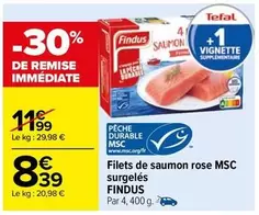 Findus - Filets De Saumon Rose Msc Surgelés offre à 8,39€ sur Carrefour Market