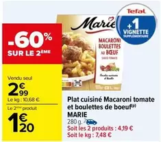 Tefal - Plat Cuisiné Macaroni Tomate et Boulettes de Boeuf