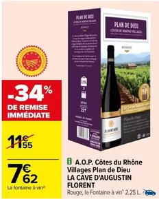 Côtes du Rhône Villages Plan De Dieu - La Cave D'Augustin Florent A.O.P. - Vin Rouge d'Exception