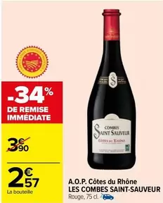 Côtes du Rhône - Les Combes Saint-sauveur - A.o.p. Côtes Du Rhône offre à 2,57€ sur Carrefour Market