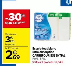 Carrefour - Essuie-tout Blanc Ultra Absorption