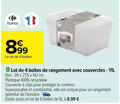 Lot de 4 Boîtes de Rangement avec Couvercles - Parfait pour organiser votre espace!