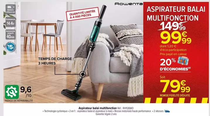 rowenta - aspirateur balai multifonction