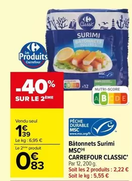 carrefour - bâtonnets surimi msc classic'