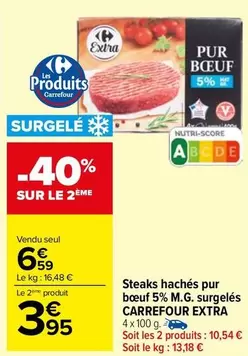 Carrefour Steaks Hachés Pur Bœuf 5% M.g. Surgelés - Qualité et Saveur à Petit Prix