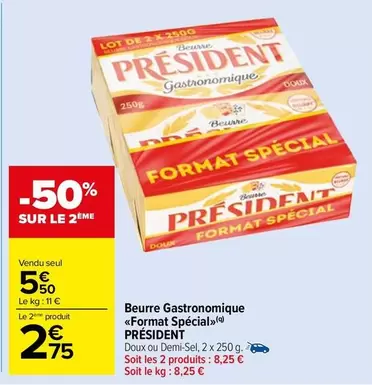 Beurre Gastronomique Président - Format Spécial en Promotion