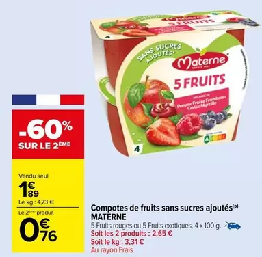 Materne - Compotes De Fruits Sans Sucres Ajoutés